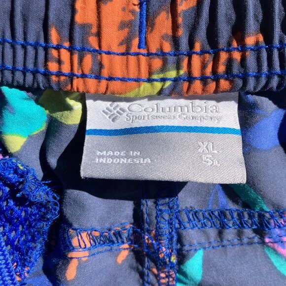 Columbia Men's Dark Blue Tropical Floral Colorful Swim Trunks Extra Large XL - Picture 4 of 7